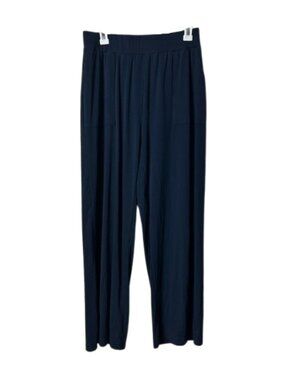 Cozy Earth solid blue bamboo wide leg lounge pants pockets womens M